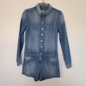 Guess Light Blue Denim Button-Up Romper